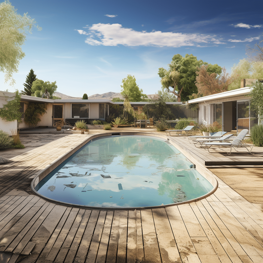 rénovation d'une piscine plage bois